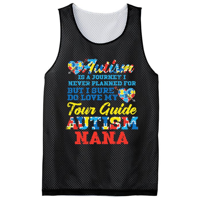 WoAutism Journey Never Planned Tour Guide Nana Grandma Women Mesh Reversible Basketball Jersey Tank