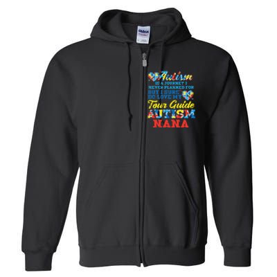 WoAutism Journey Never Planned Tour Guide Nana Grandma Women Full Zip Hoodie