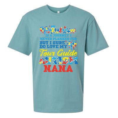 WoAutism Journey Never Planned Tour Guide Nana Grandma Women Sueded Cloud Jersey T-Shirt