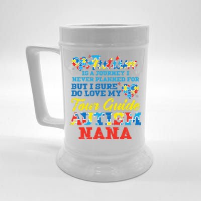 WoAutism Journey Never Planned Tour Guide Nana Grandma Women Beer Stein