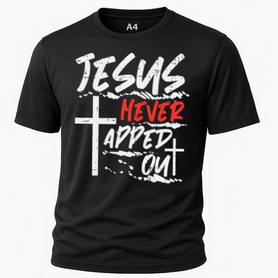 Wrestling Jesus Never Tapped Out Christian Wrestle Cooling Performance Crew T-Shirt