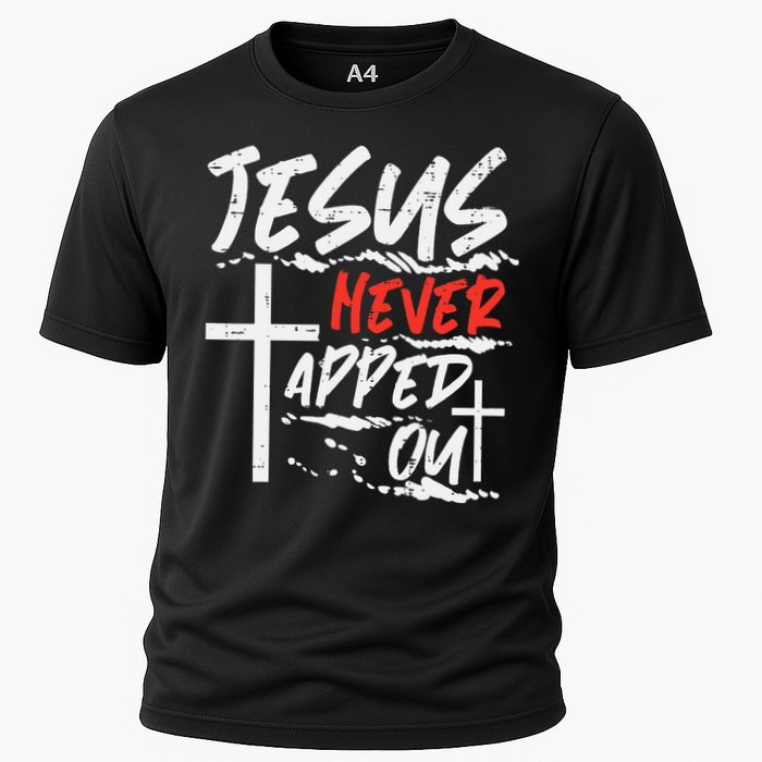 Wrestling Jesus Never Tapped Out Christian Wrestle Cooling Performance Crew T-Shirt