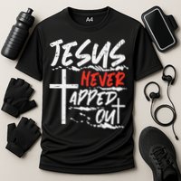 Wrestling Jesus Never Tapped Out Christian Wrestle Cooling Performance Crew T-Shirt
