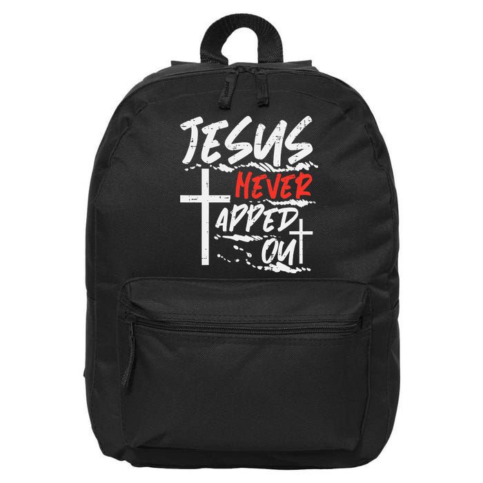 Wrestling Jesus Never Tapped Out Christian Wrestle 16 in Basic Backpack