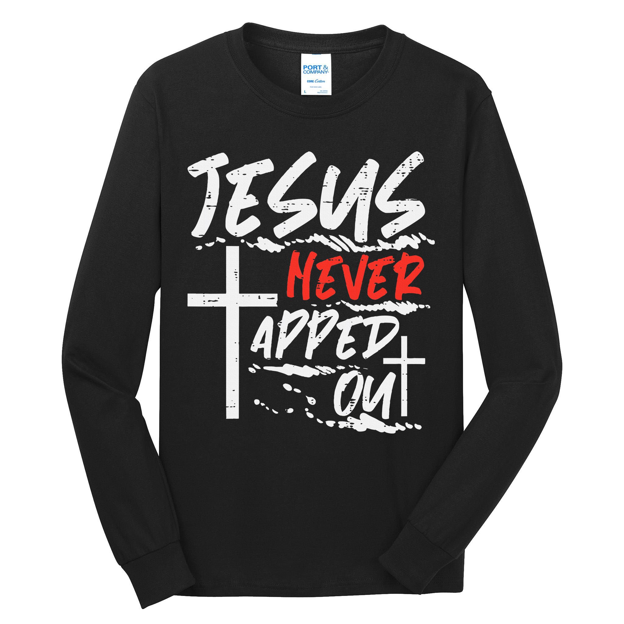 Wrestling Jesus Never Tapped Out Christian Wrestle Tall Long Sleeve T-Shirt