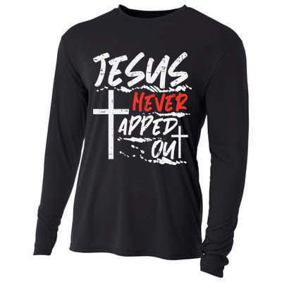 Wrestling Jesus Never Tapped Out Christian Wrestle Cooling Performance Long Sleeve Crew
