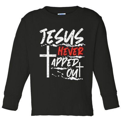 Wrestling Jesus Never Tapped Out Christian Wrestle Toddler Long Sleeve Shirt