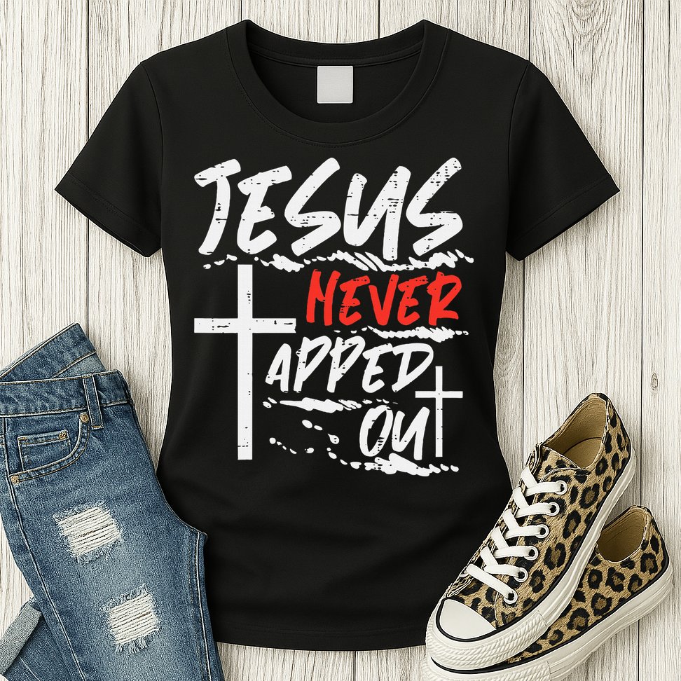 Wrestling Jesus Never Tapped Out Christian Wrestle Womens T-Shirt