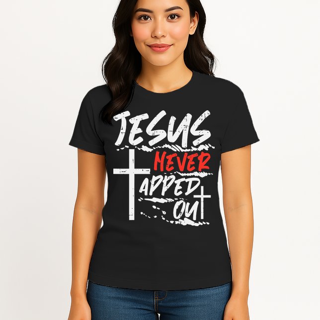 Wrestling Jesus Never Tapped Out Christian Wrestle Womens T-Shirt