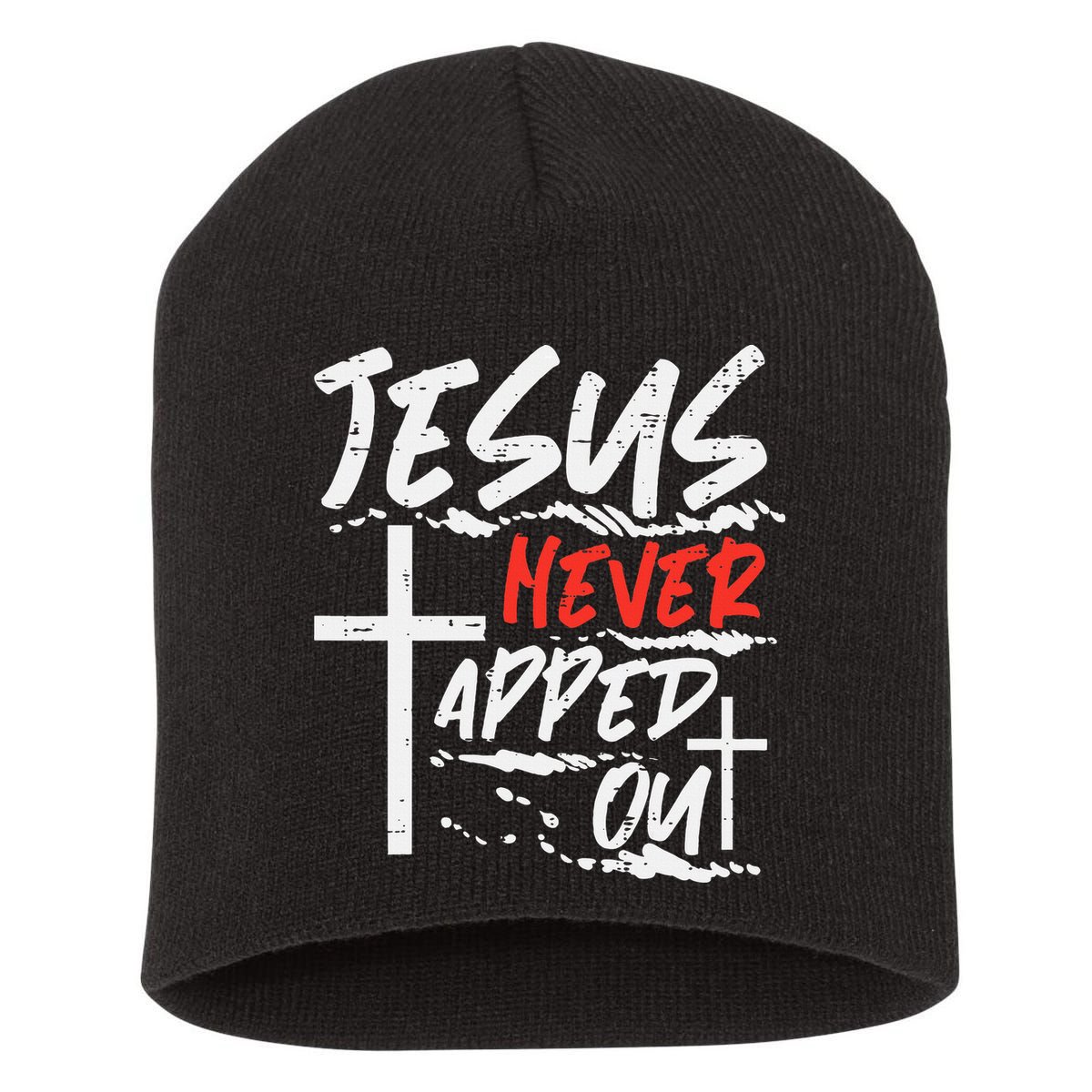 Wrestling Jesus Never Tapped Out Christian Wrestle Short Acrylic Beanie