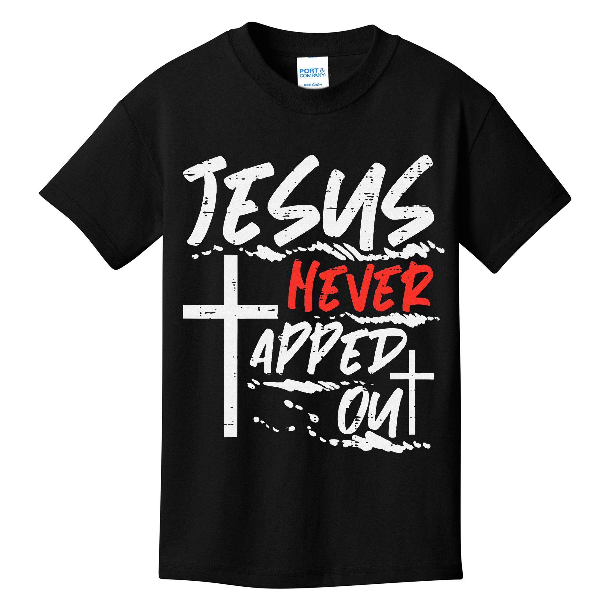 Wrestling Jesus Never Tapped Out Christian Wrestle Kids T-Shirt