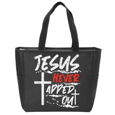 Wrestling Jesus Never Tapped Out Christian Wrestle Zip Tote Bag