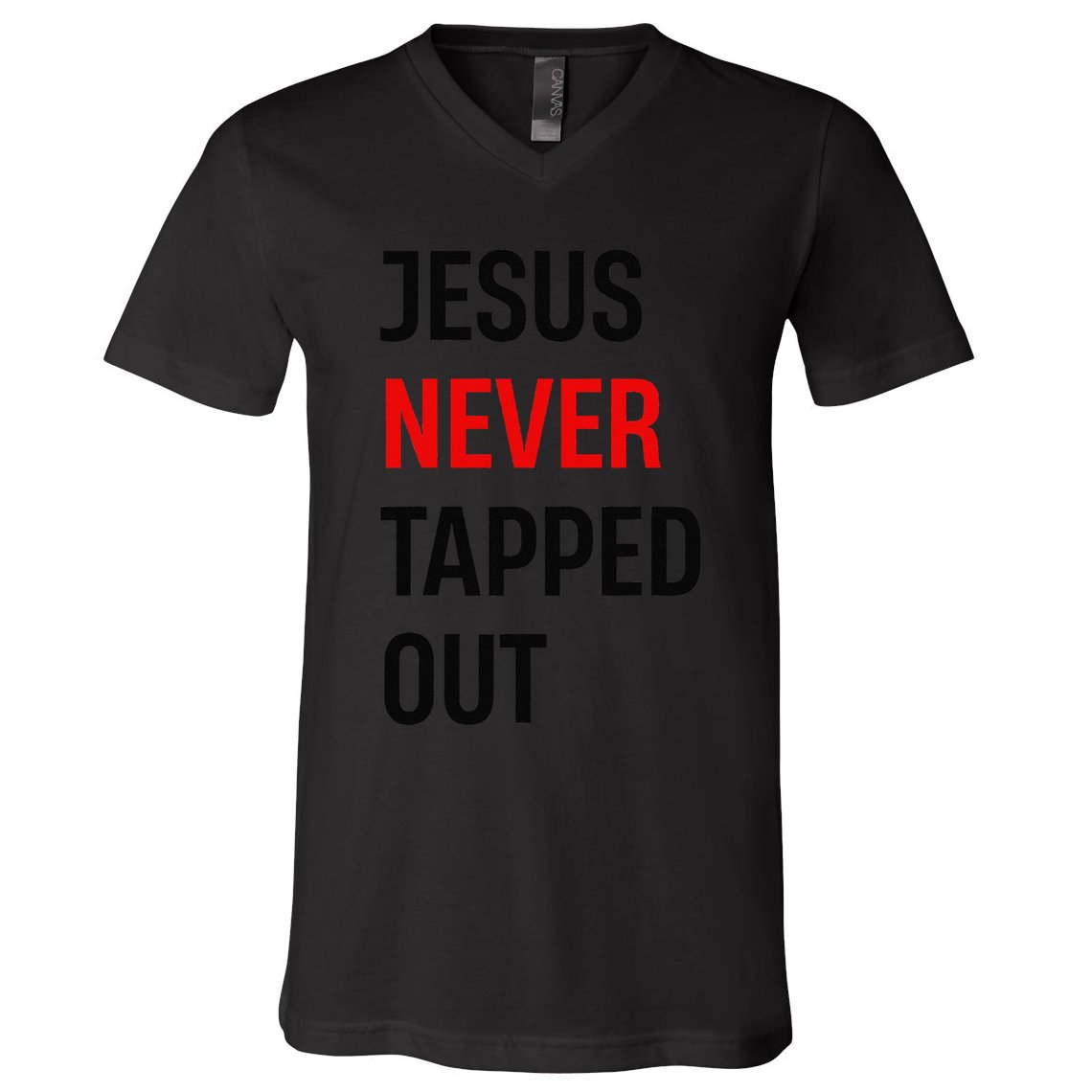 Wrestling Jesus Never Tapped Out Christian Wrestle V-Neck T-Shirt
