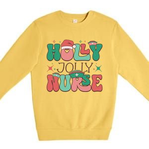 Wolly Jolly Nurse Holiday Graphic Premium Crewneck Sweatshirt