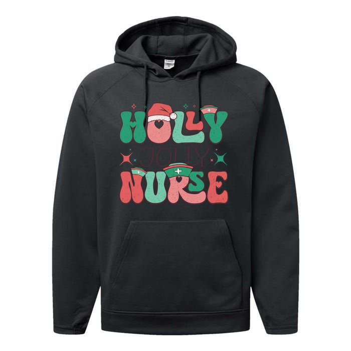 Wolly Jolly Nurse Holiday Graphic Performance Fleece Hoodie