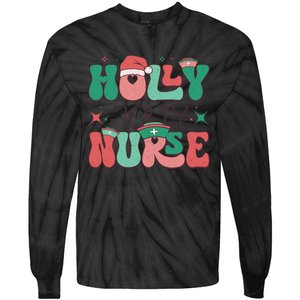 Wolly Jolly Nurse Holiday Graphic Tie-Dye Long Sleeve Shirt