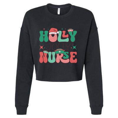 Wolly Jolly Nurse Holiday Graphic Cropped Pullover Crew