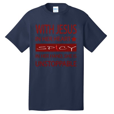 Woman Jesus PepperSpicy Hottie Funny With Chili Pepper Tall T-Shirt