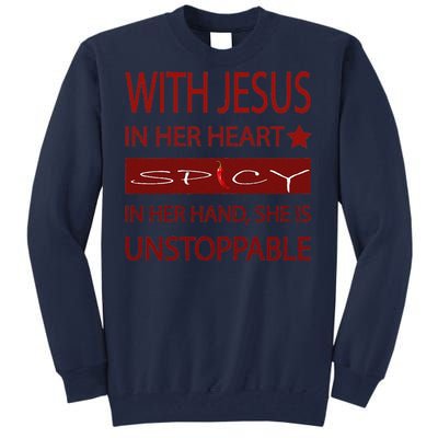 Woman Jesus PepperSpicy Hottie Funny With Chili Pepper Tall Sweatshirt