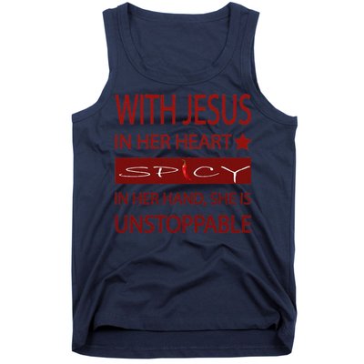 Woman Jesus PepperSpicy Hottie Funny With Chili Pepper Tank Top