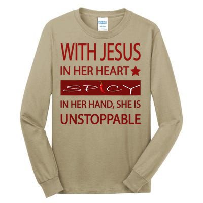 Woman Jesus PepperSpicy Hottie Funny With Chili Pepper Tall Long Sleeve T-Shirt