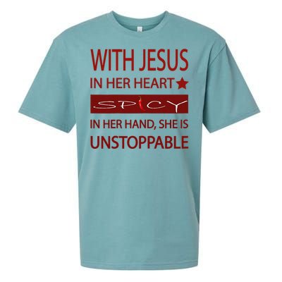 Woman Jesus PepperSpicy Hottie Funny With Chili Pepper Sueded Cloud Jersey T-Shirt