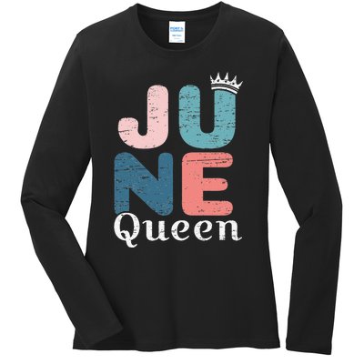 Wo June Queen birthday Ladies Long Sleeve Shirt