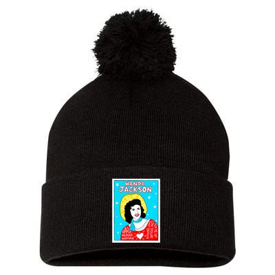 Wanda Jackson Rockabilly Folk Art Pom Pom 12in Knit Beanie