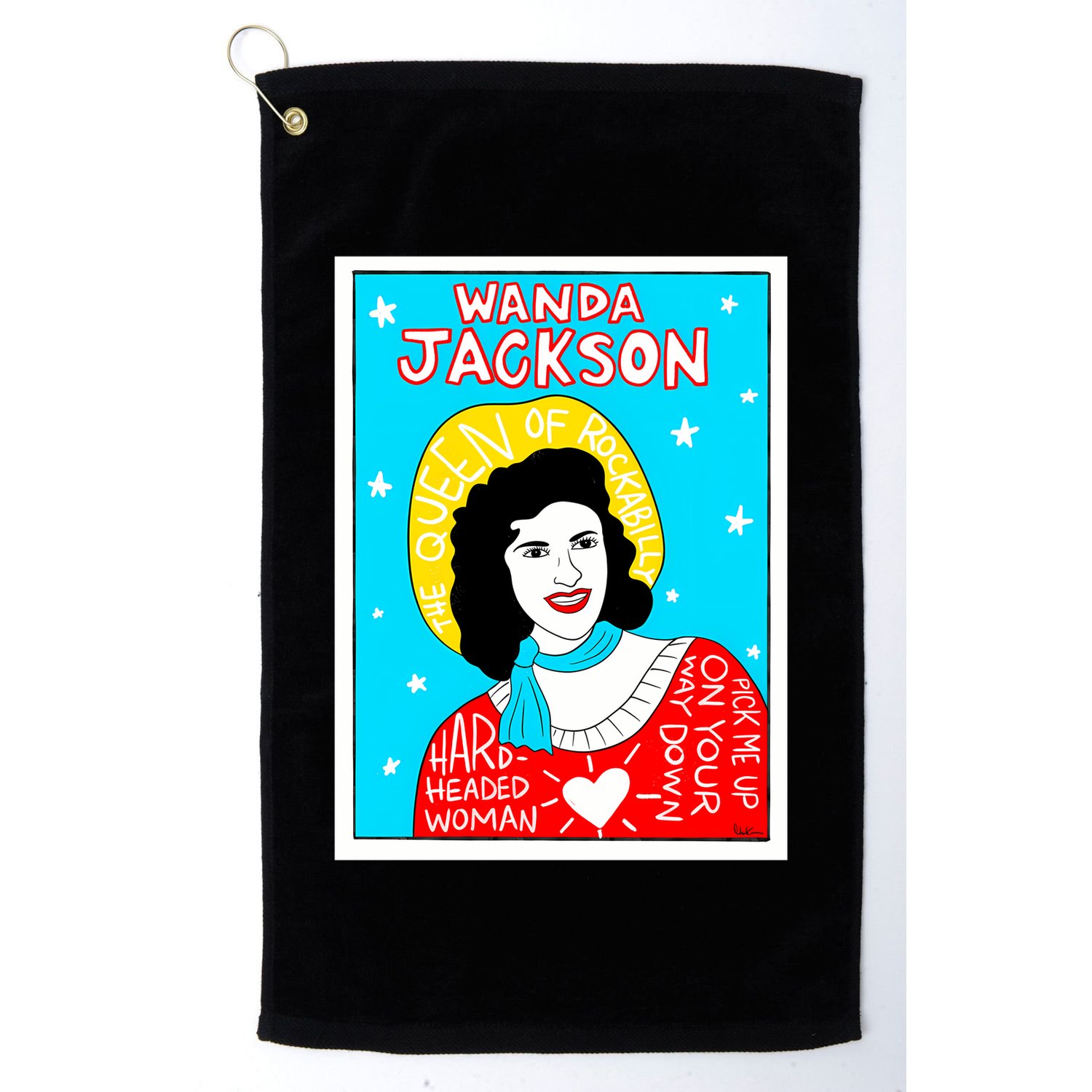 Wanda Jackson Rockabilly Folk Art Golf Towel