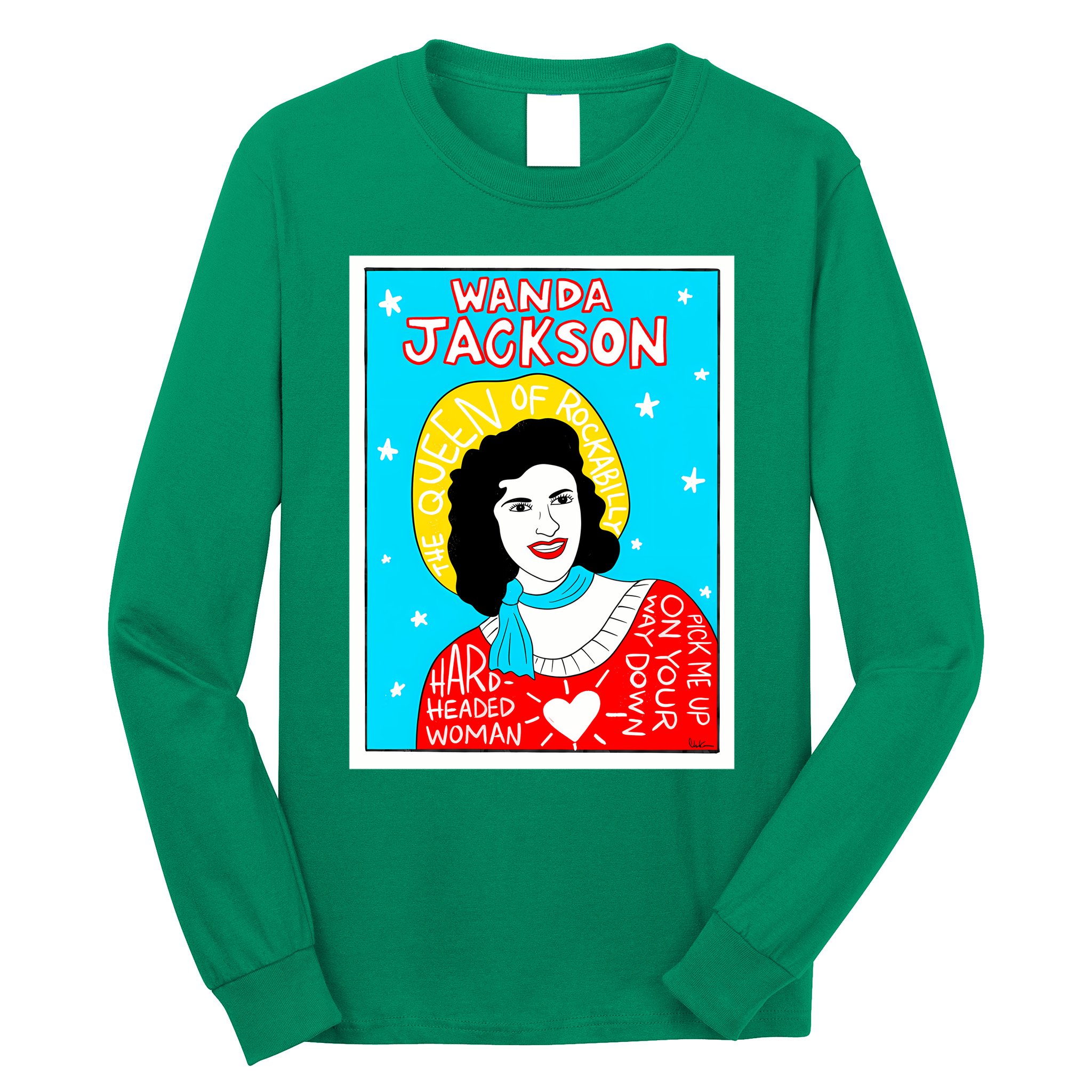 Wanda Jackson Rockabilly Folk Art Long Sleeve Shirt