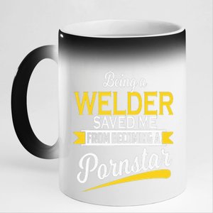 Welder Job Saved Me 11oz Black Color Changing Mug