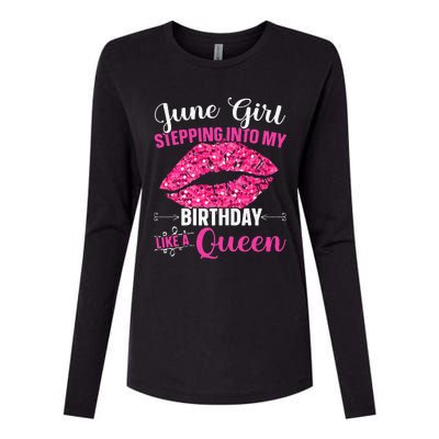 Wo June Stepping Int My Bithday Like A Queen Womens Cotton Relaxed Long Sleeve T-Shirt