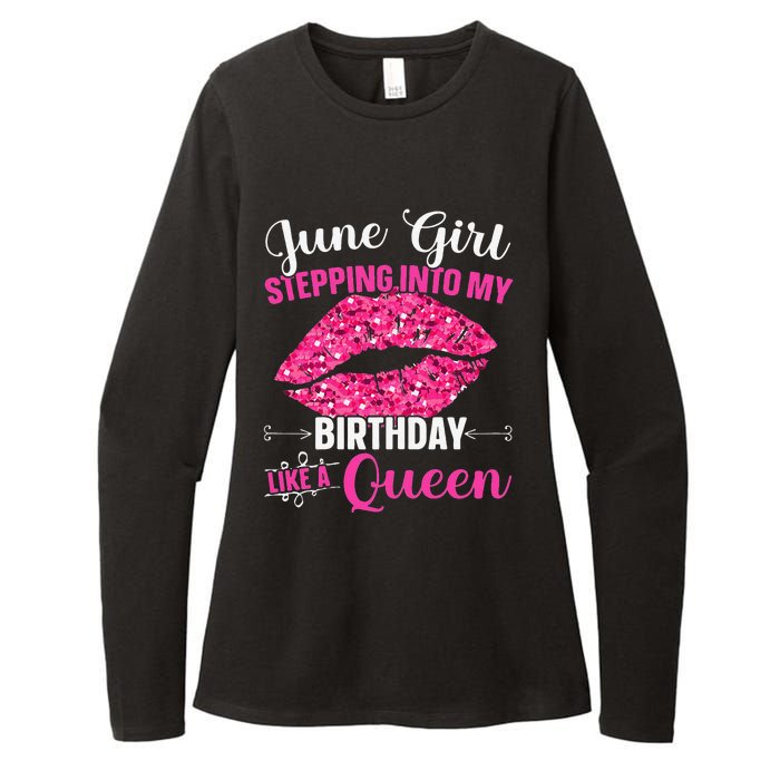 Wo June Stepping Int My Bithday Like A Queen Womens CVC Long Sleeve Shirt