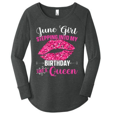 Wo June Stepping Int My Bithday Like A Queen Women's Perfect Tri Tunic Long Sleeve Shirt