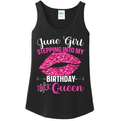 Wo June Stepping Int My Bithday Like A Queen Ladies Essential Tank