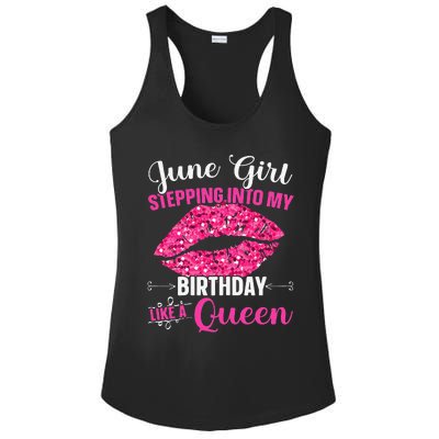 Wo June Stepping Int My Bithday Like A Queen Ladies PosiCharge Competitor Racerback Tank