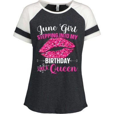 Wo June Stepping Int My Bithday Like A Queen Enza Ladies Jersey Colorblock Tee