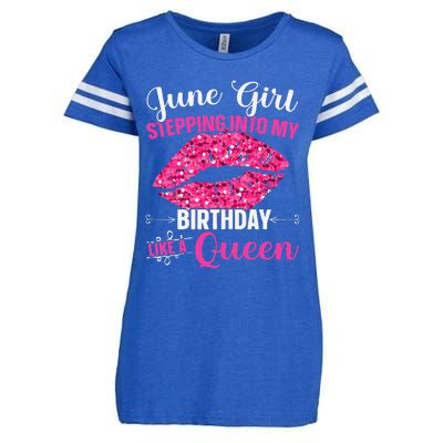 Wo June Stepping Int My Bithday Like A Queen Enza Ladies Jersey Football T-Shirt