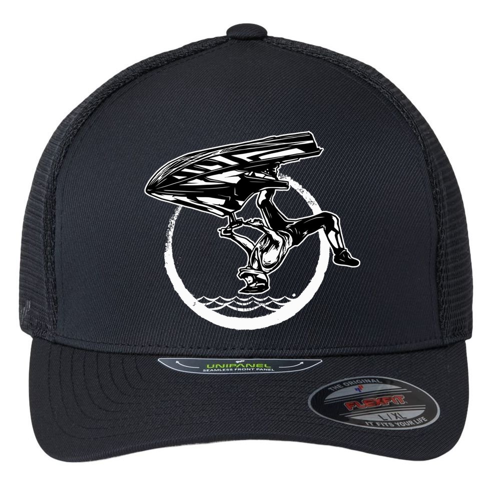 Water Jet Skier Back Flip Design Summer Gift Jet Ski Cool Gift Flexfit Unipanel Trucker Cap