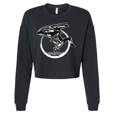 Water Jet Skier Back Flip Design Summer Gift Jet Ski Cool Gift Cropped Pullover Crew