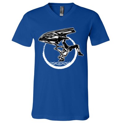 Water Jet Skier Back Flip Design Summer Gift Jet Ski Cool Gift V-Neck T-Shirt