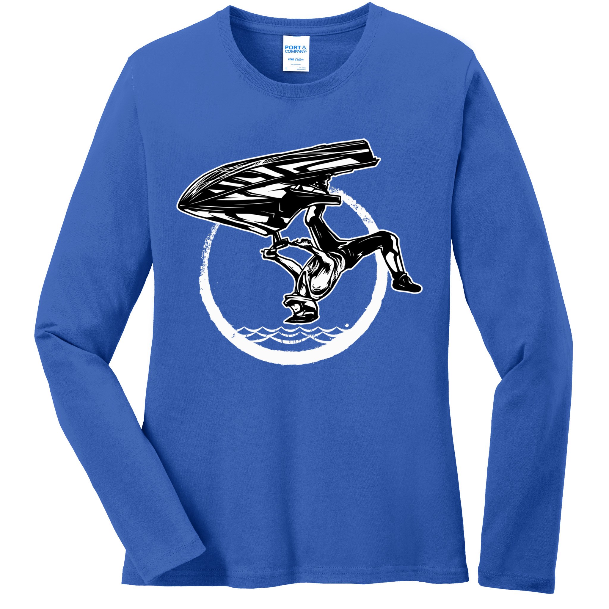 Water Jet Skier Back Flip Design Summer Gift Jet Ski Cool Gift Ladies Long Sleeve Shirt