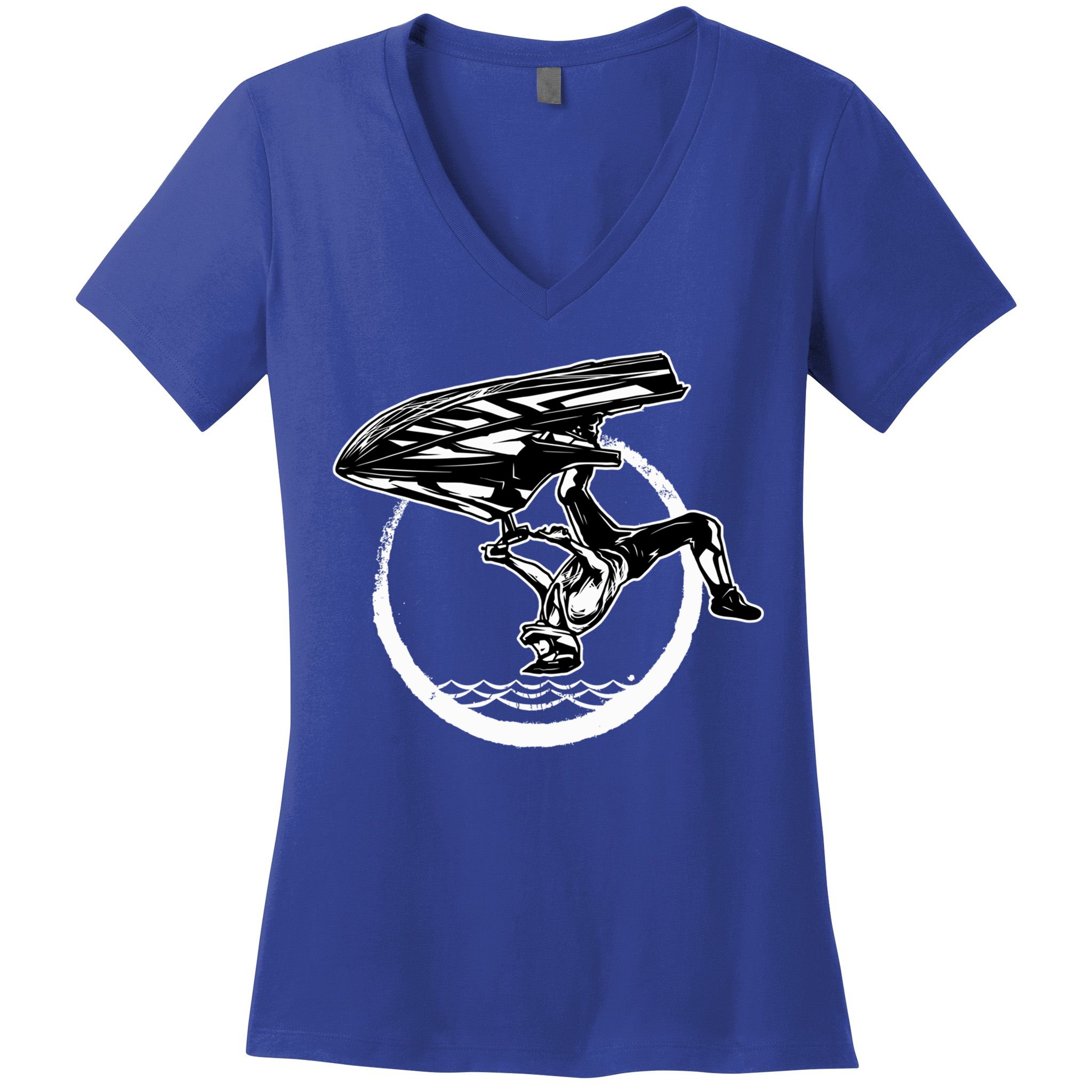 Water Jet Skier Back Flip Design Summer Gift Jet Ski Cool Gift Women's V-Neck T-Shirt