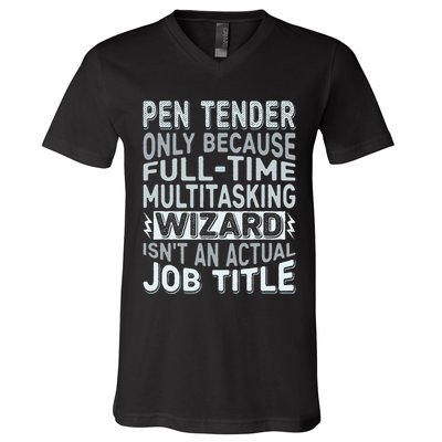 Wizard Job Title Quote Funny Pen Tender V-Neck T-Shirt