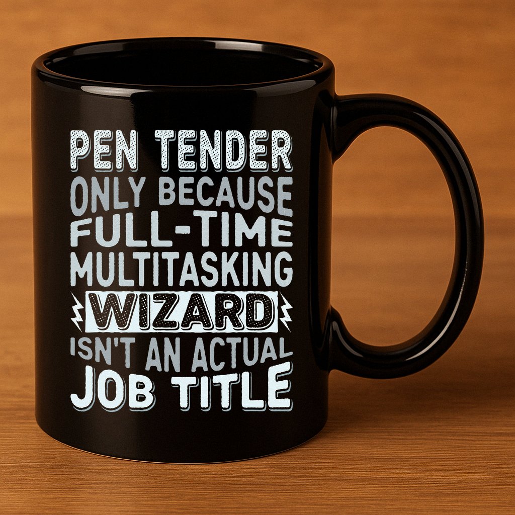Wizard Job Title Quote Funny Pen Tender 11oz C Handle Ceramic Mug