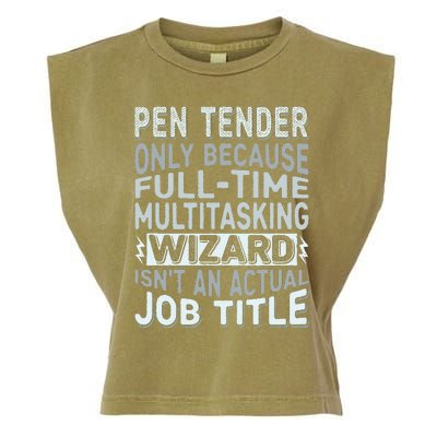 Wizard Job Title Quote Funny Pen Tender Garment-Dyed Women's Muscle Tee