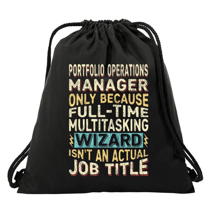 Wizard Job Title Quote Funny Portfolio Operations Manager Drawstring Bag