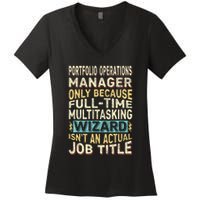 Wizard Job Title Quote Funny Portfolio Operations Manager Women's V-Neck T-Shirt
