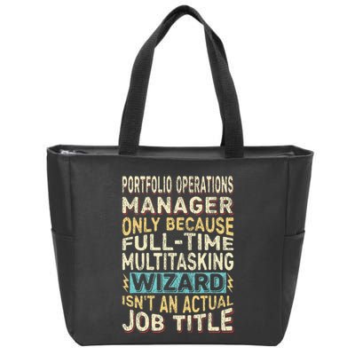 Wizard Job Title Quote Funny Portfolio Operations Manager Zip Tote Bag