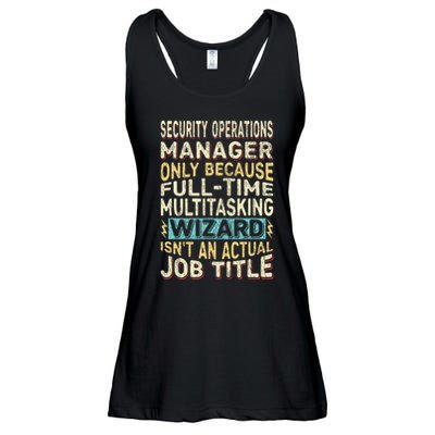 Wizard Job Title Quote Funny Security Operations Manager Ladies Essential Flowy Tank